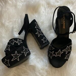 Saint Laurent Black Star-Embellished Platform Heels